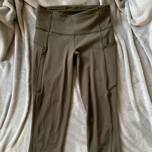 Olive Green Lululemon 22” Cropped Leggings